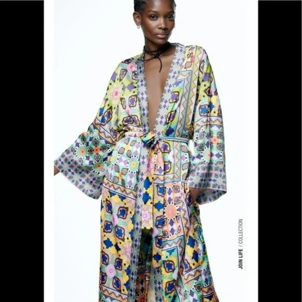 ZARA BELTED KIMONO - Picture 2 of 8